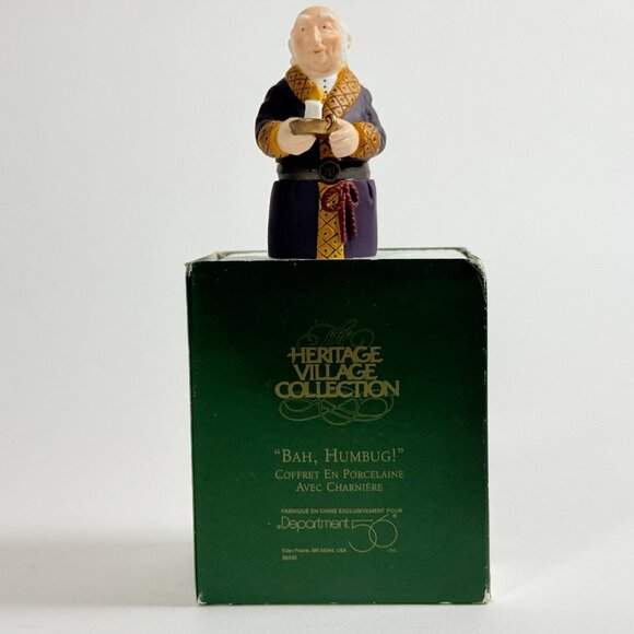 Heritage Village Collection Bah Humbug Porcelain Hinged Box 3" - Picture 6 of 6